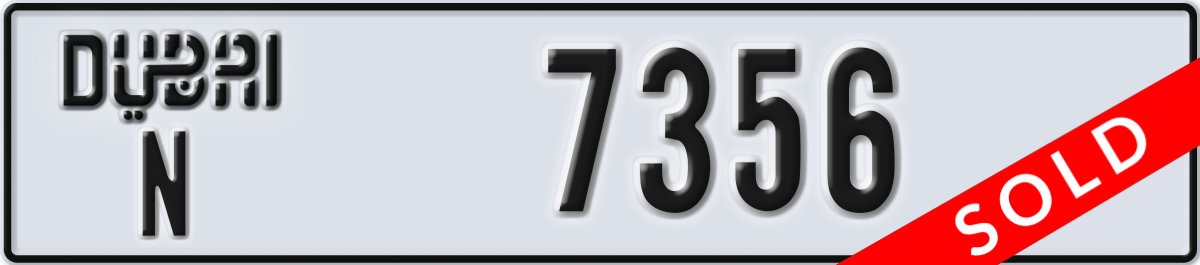 dubai License Plate Number 7356 Code N