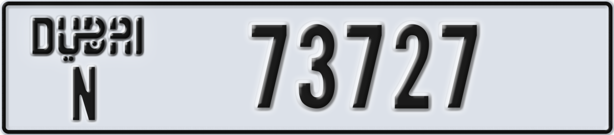 dubai License Plate Number 73727 Code N