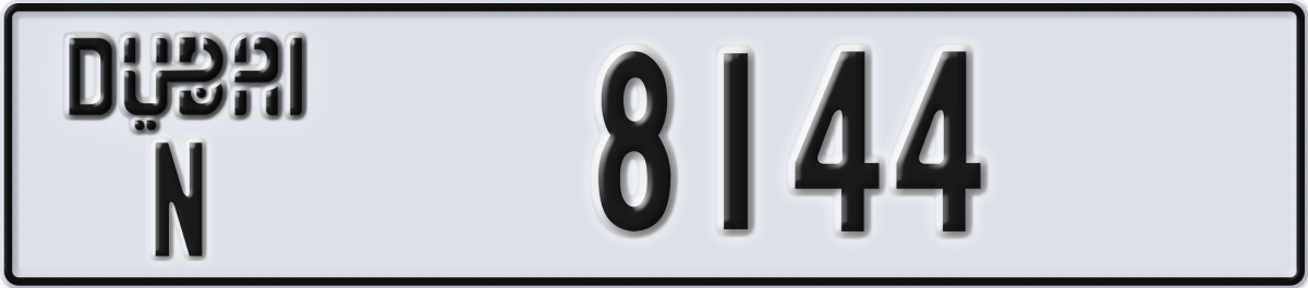 dubai License Plate Number 8144 Code N