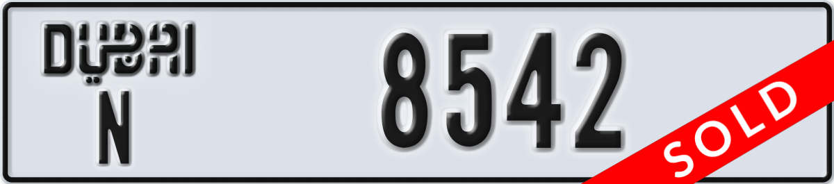 dubai License Plate Number 8542 Code N