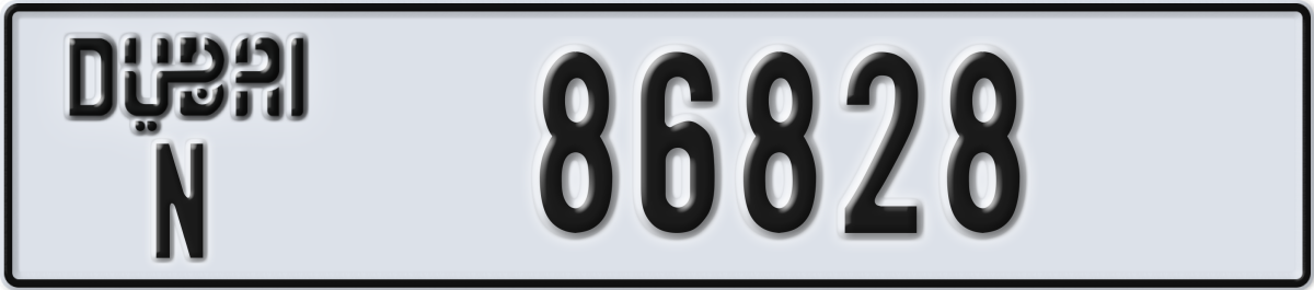 dubai License Plate Number 86828 Code N