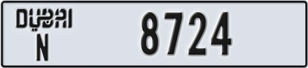 dubai License Plate Number 8724 Code N