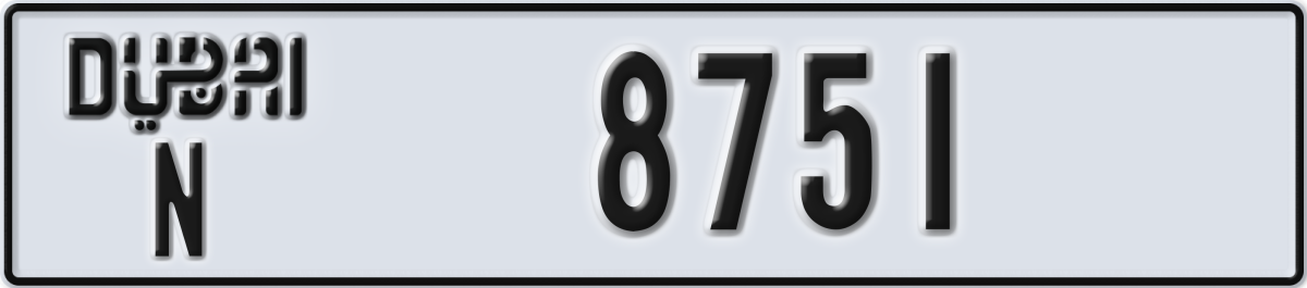 dubai License Plate Number 8751 Code N