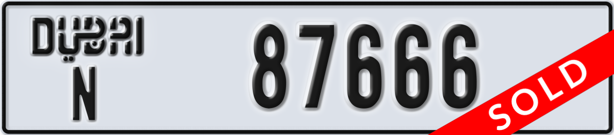 dubai License Plate Number 87666 Code N
