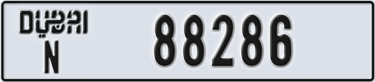 dubai License Plate Number 88286 Code N