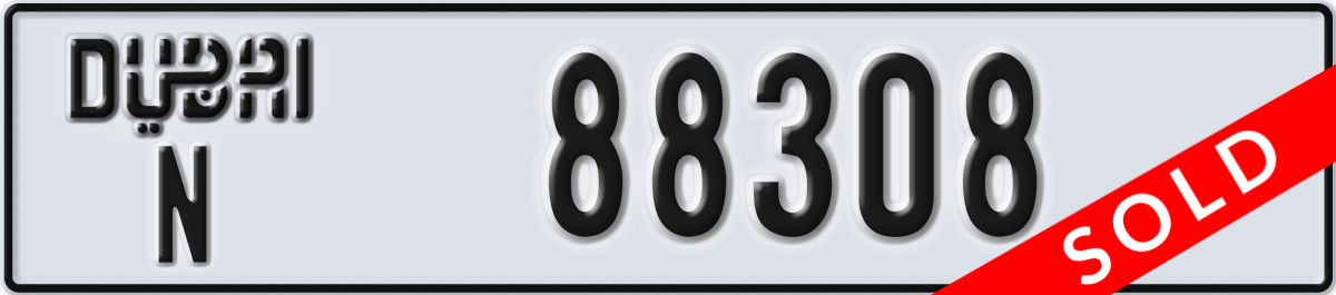 dubai License Plate Number 88308 Code N