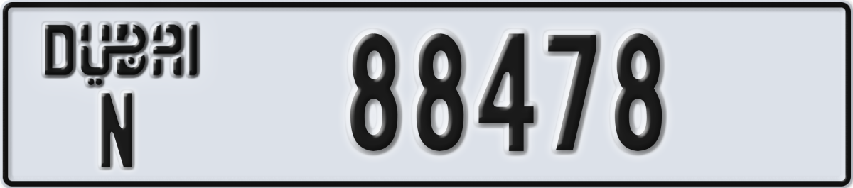 dubai License Plate Number 88478 Code N