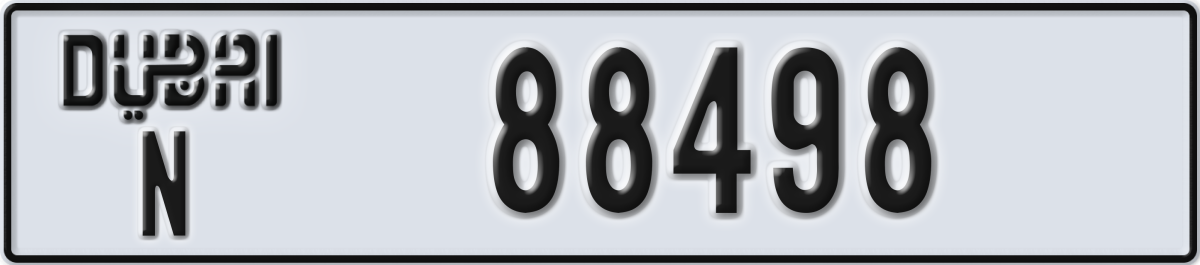 dubai License Plate Number 88498 Code N