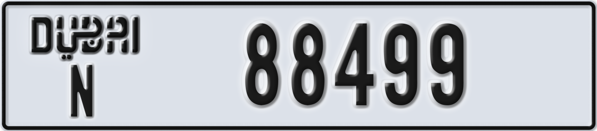 dubai License Plate Number 88499 Code N