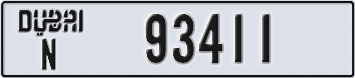 dubai License Plate Number 93411 Code N