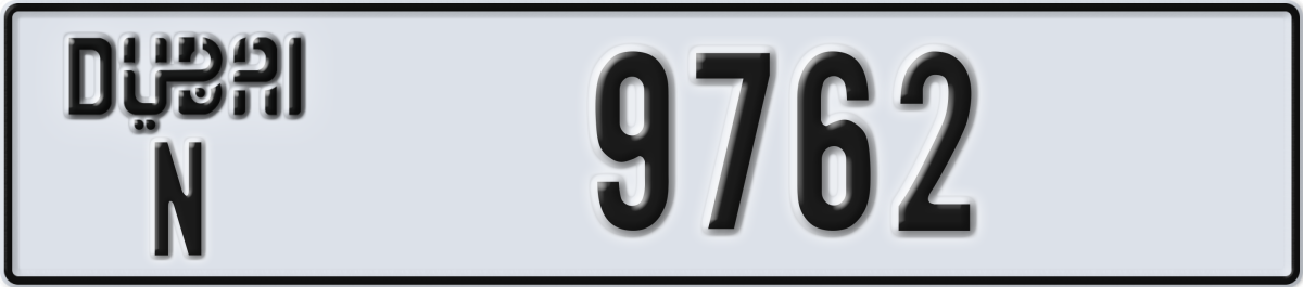 dubai License Plate Number 9762 Code N