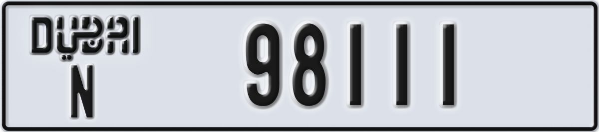 dubai License Plate Number 98111 Code N