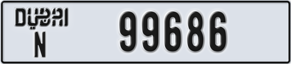 dubai License Plate Number 99686 Code N