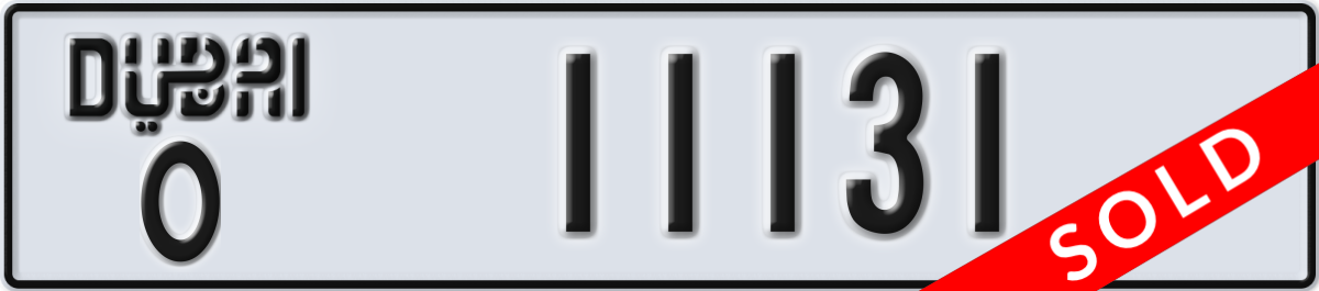 dubai License Plate Number 11131 Code O