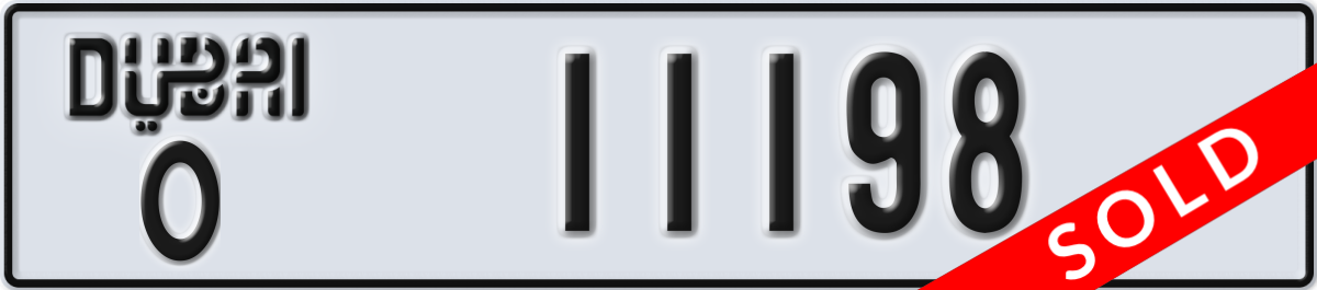 dubai License Plate Number 11198 Code O