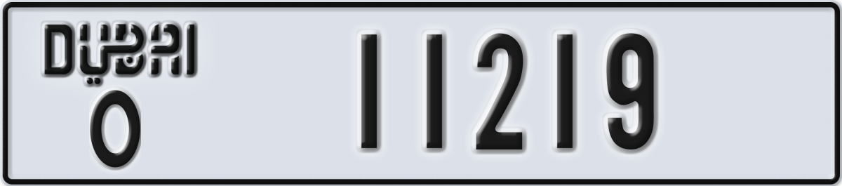 dubai License Plate Number 11219 Code O