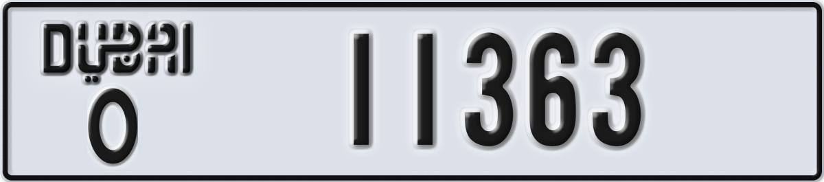 dubai License Plate Number 11363 Code O