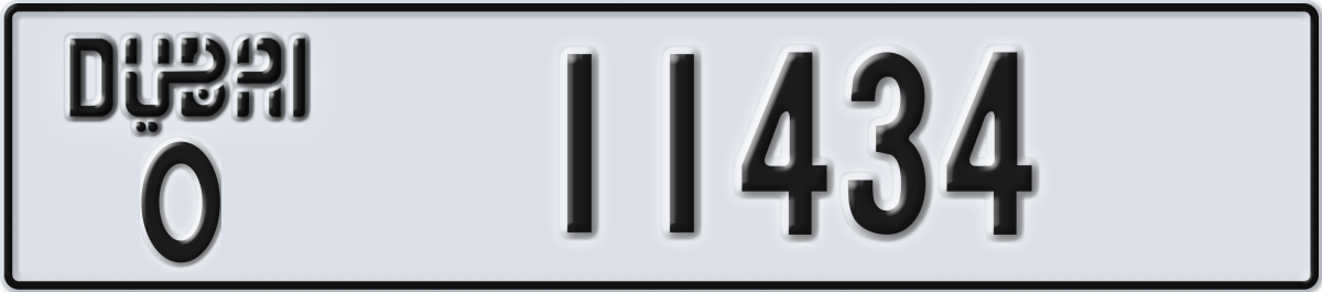 dubai License Plate Number 11434 Code O
