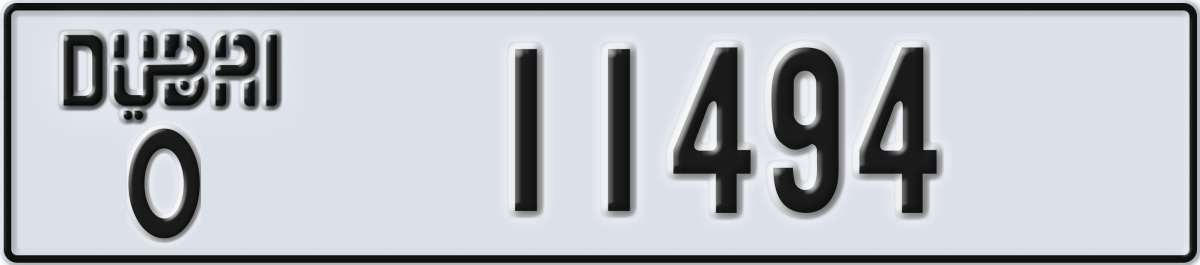 dubai License Plate Number 11494 Code O
