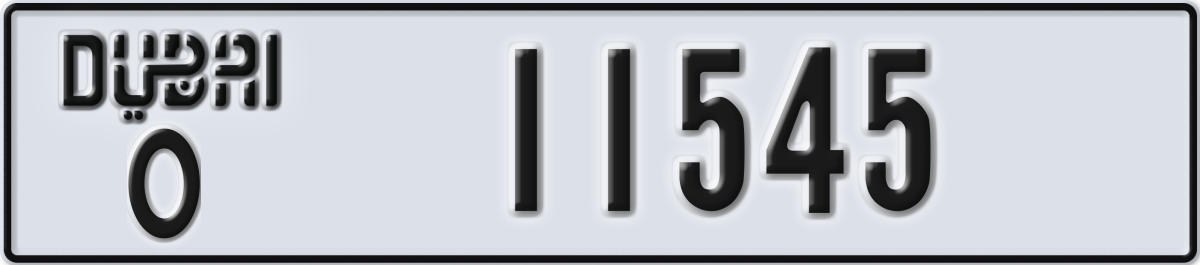 dubai License Plate Number 11545 Code O