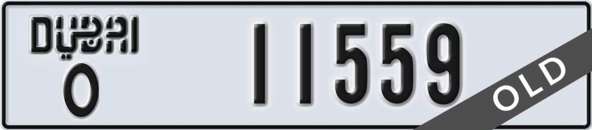 dubai License Plate Number 11559 Code O