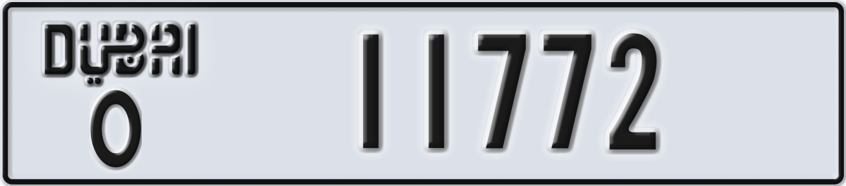 dubai License Plate Number 11772 Code O