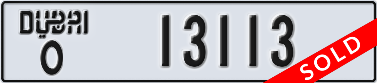 dubai License Plate Number 13113 Code O