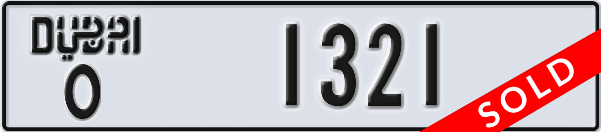 dubai License Plate Number 1321 Code O