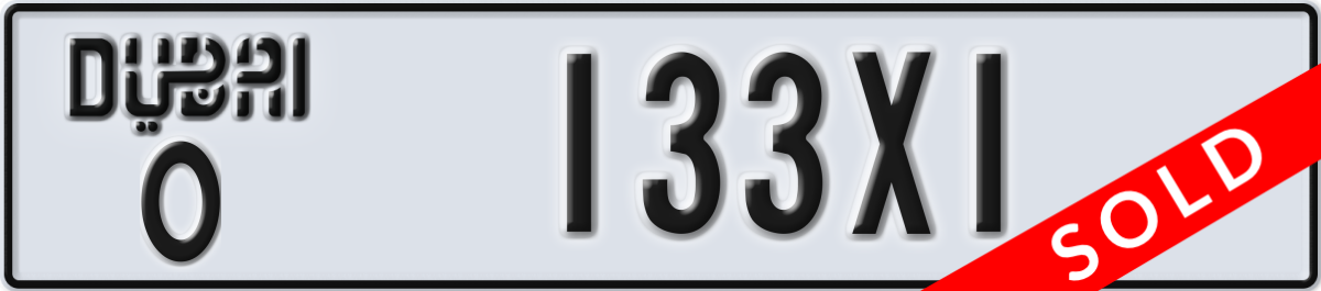 dubai License Plate Number 133X1 Code O