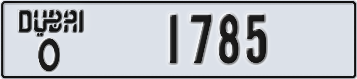 dubai License Plate Number 1785 Code O