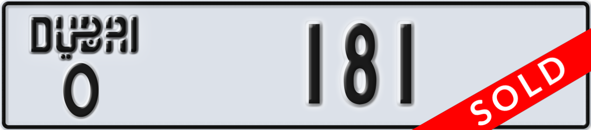 dubai License Plate Number 181 Code O