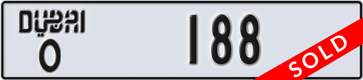 dubai License Plate Number 188 Code O