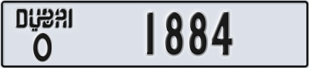 dubai License Plate Number 1884 Code O