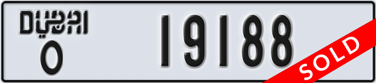 dubai License Plate Number 19188 Code O
