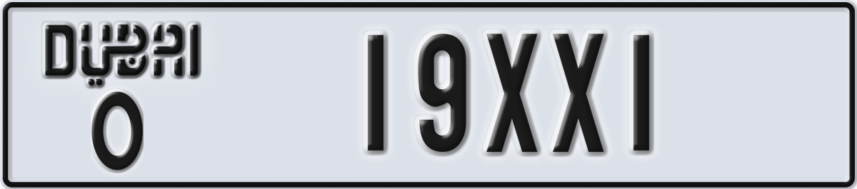 dubai License Plate Number 19XX1 Code O