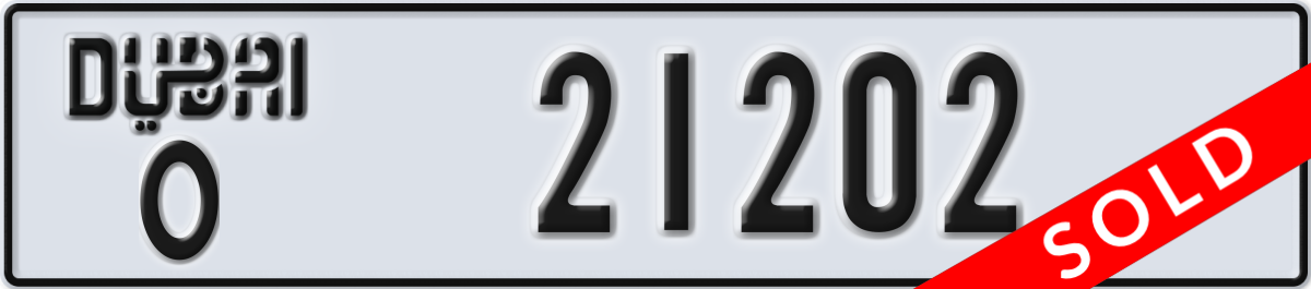 dubai License Plate Number 21202 Code O