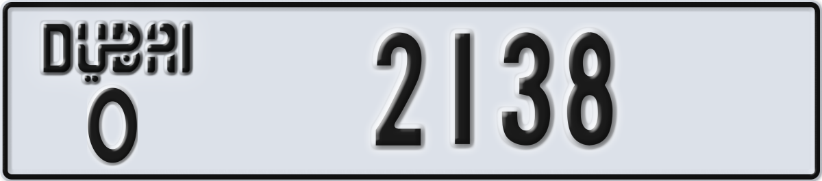 dubai License Plate Number 2138 Code O