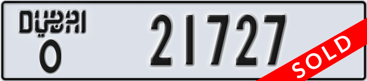dubai License Plate Number 21727 Code O