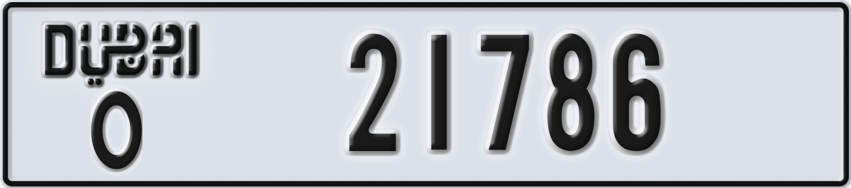 dubai License Plate Number 21786 Code O
