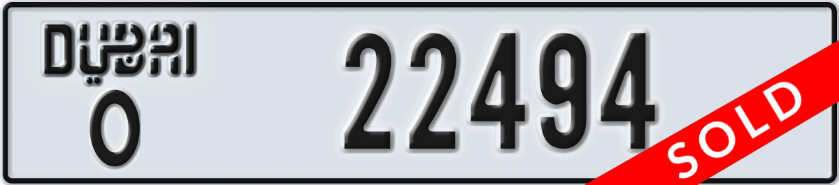 dubai License Plate Number 22494 Code O