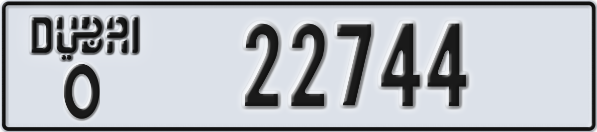 dubai License Plate Number 22744 Code O