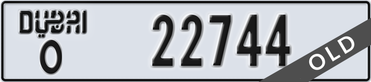 dubai License Plate Number 22744 Code O