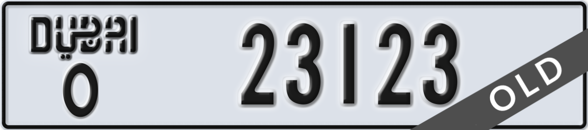 dubai License Plate Number 23123 Code O