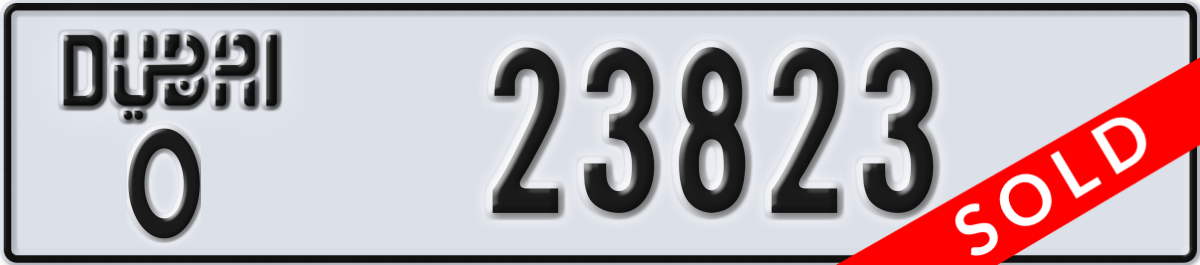 dubai License Plate Number 23823 Code O