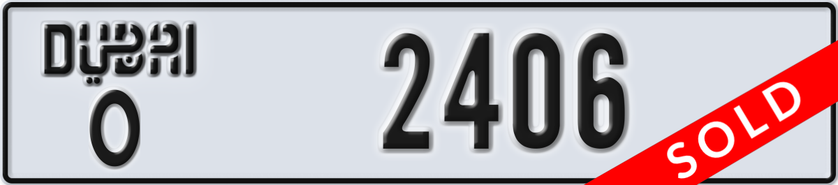 dubai License Plate Number 2406 Code O
