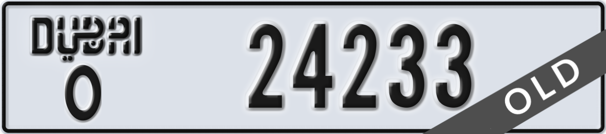 dubai License Plate Number 24233 Code O