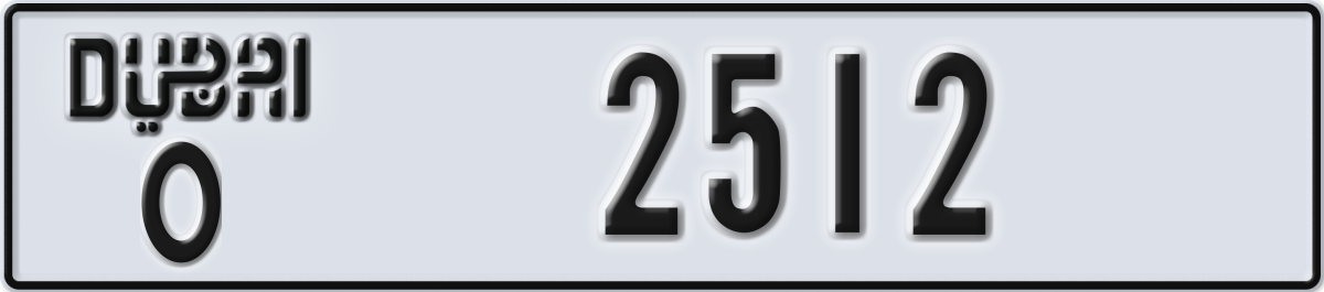 dubai License Plate Number 2512 Code O