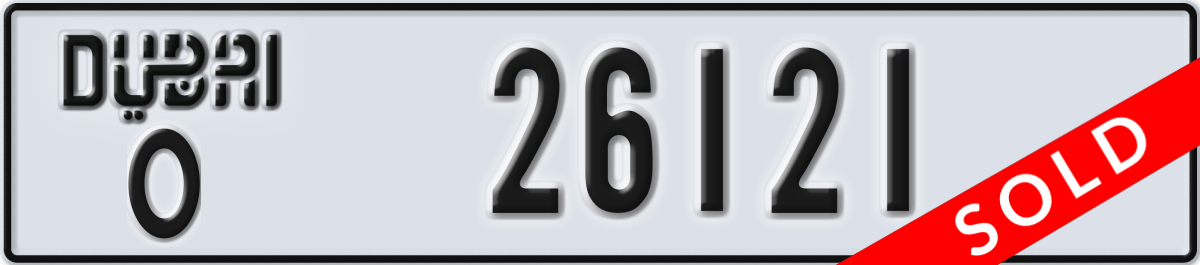 dubai License Plate Number 26121 Code O