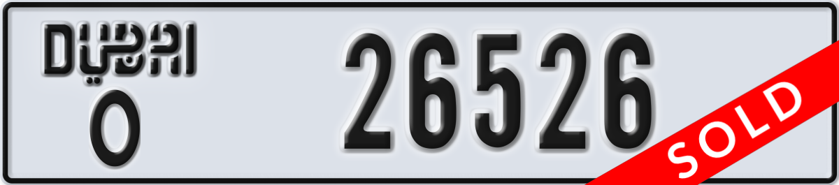 dubai License Plate Number 26526 Code O