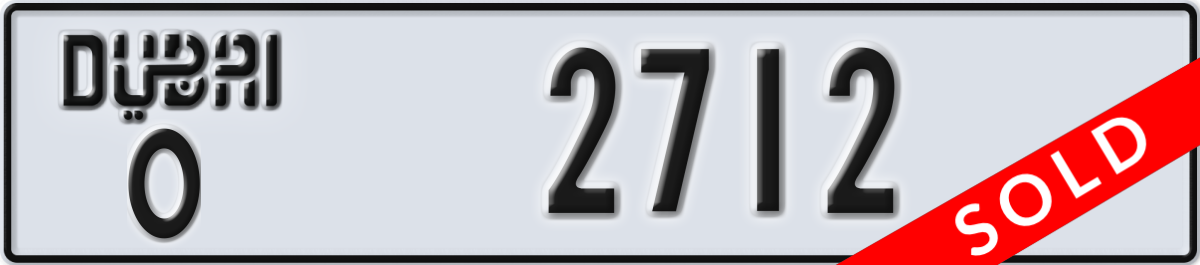 dubai License Plate Number 2712 Code O